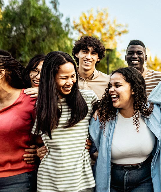 Happy group of people outdoors