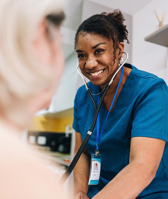 Woman at a doctors office